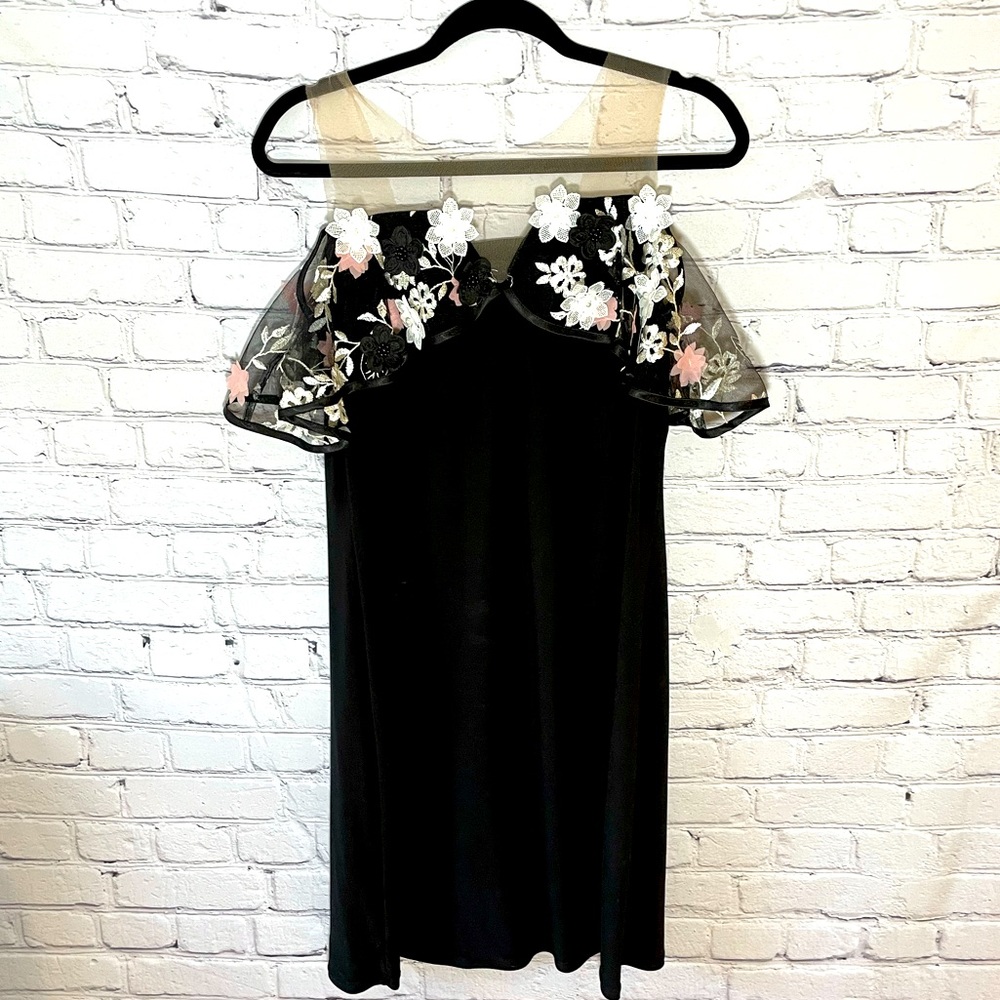 Illusion Neckline Black Dress - Size M - Picture 2 of 5